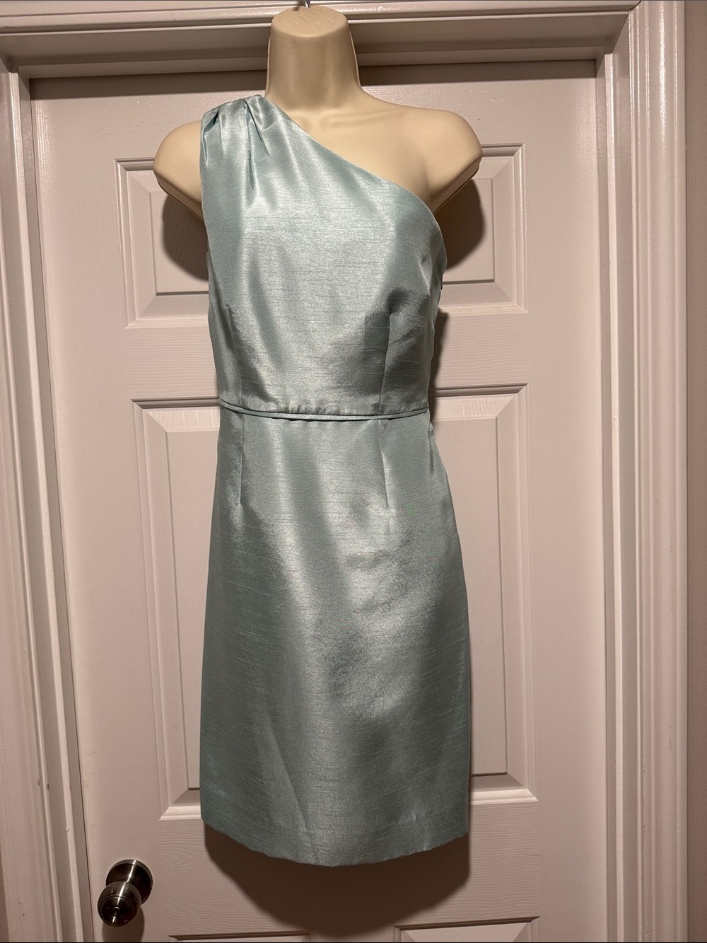 CB RSVP One-Shoulder Sea foam Green Satin Dress